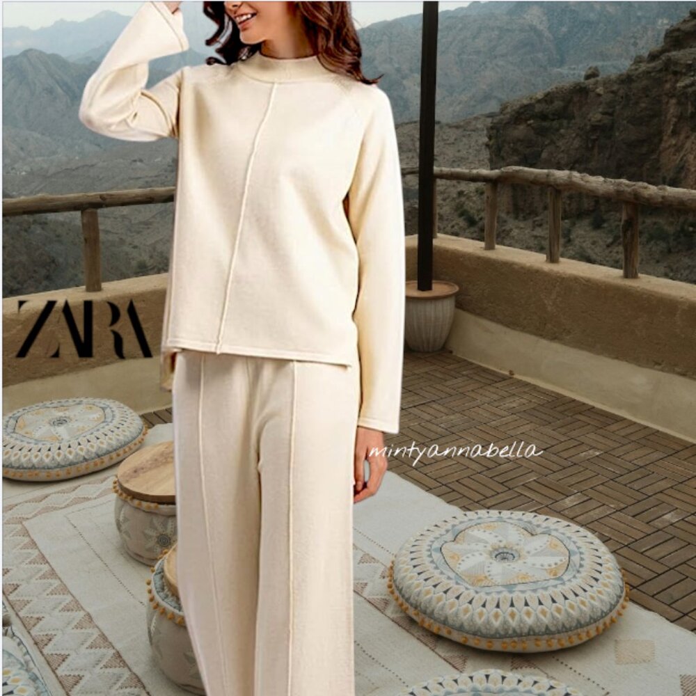 Zara 🆕️ Ribbed Cream Top - Picture 1 of 10